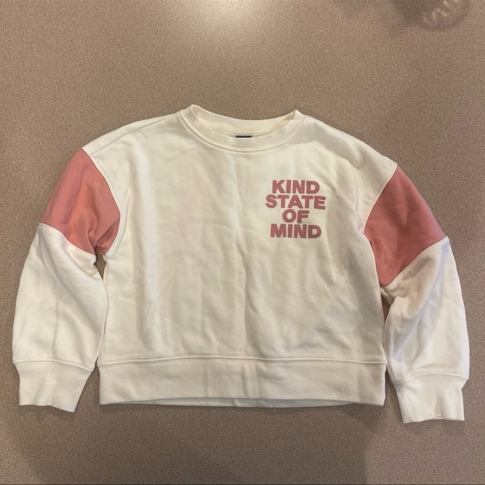 Old Navy Cream and Pink Graphic Sweatshirt